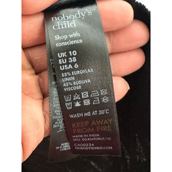 Nobody’s Child Dress Womens 6 Starlight Short Puff Sleeves V-Neck Mini Black - Picture 5 of 6